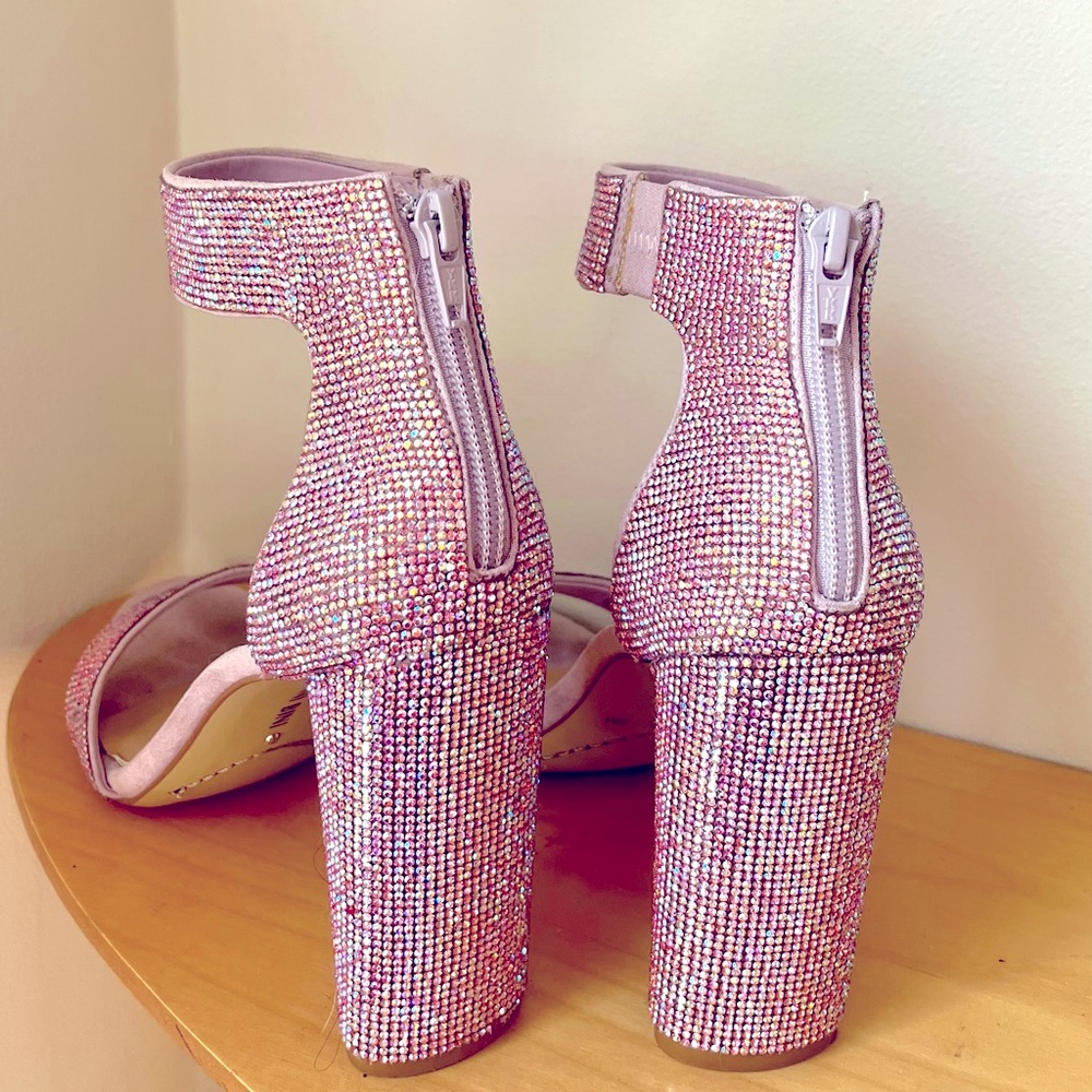 Pink glitter block heels